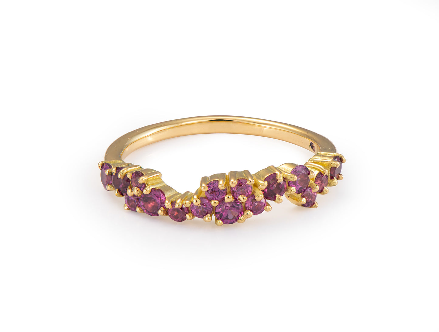 Anillo de Oro Amarillo 18k con Granates Naturales