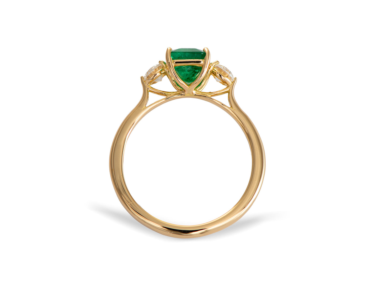 Anillo de Oro Amarillo 18K con Esmeralda Natural