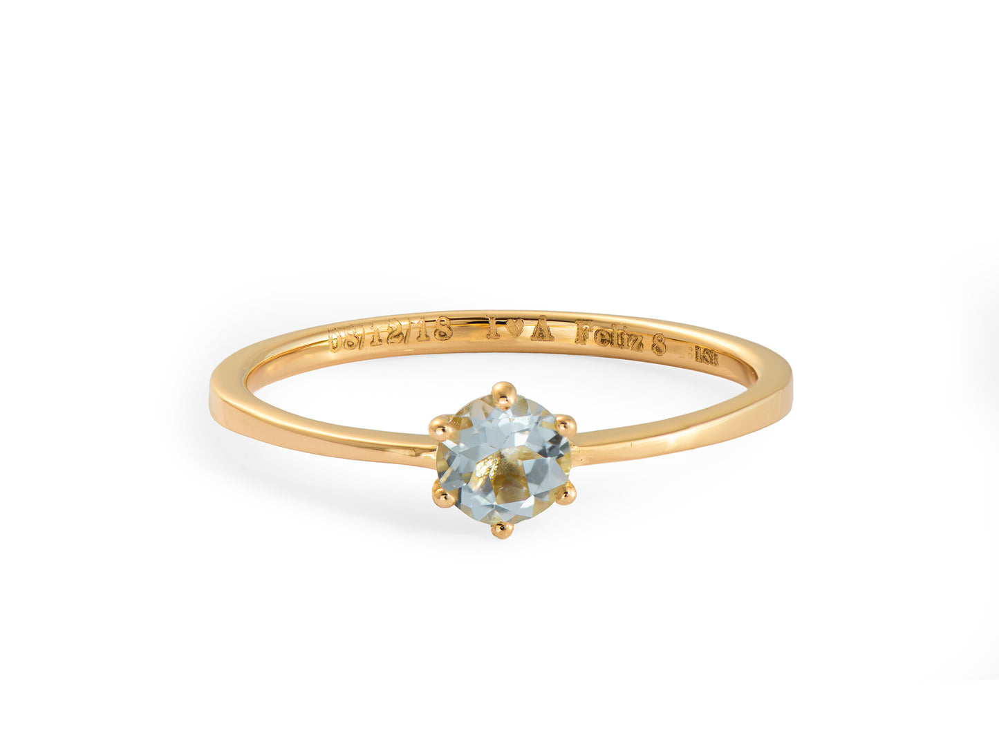 Anillo de oro Oro Amarillo 18k con Aguamarina Naturales