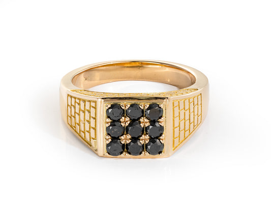Anillo de Oro Amarillo 18K con Diamantes Negros