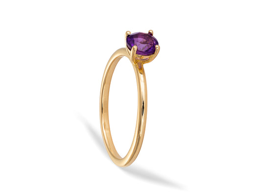 Anillo de Oro 18K con Amatista natural