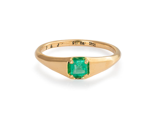 Anillo de oro 18k con Esmeralda Natural de 0.31 Ct