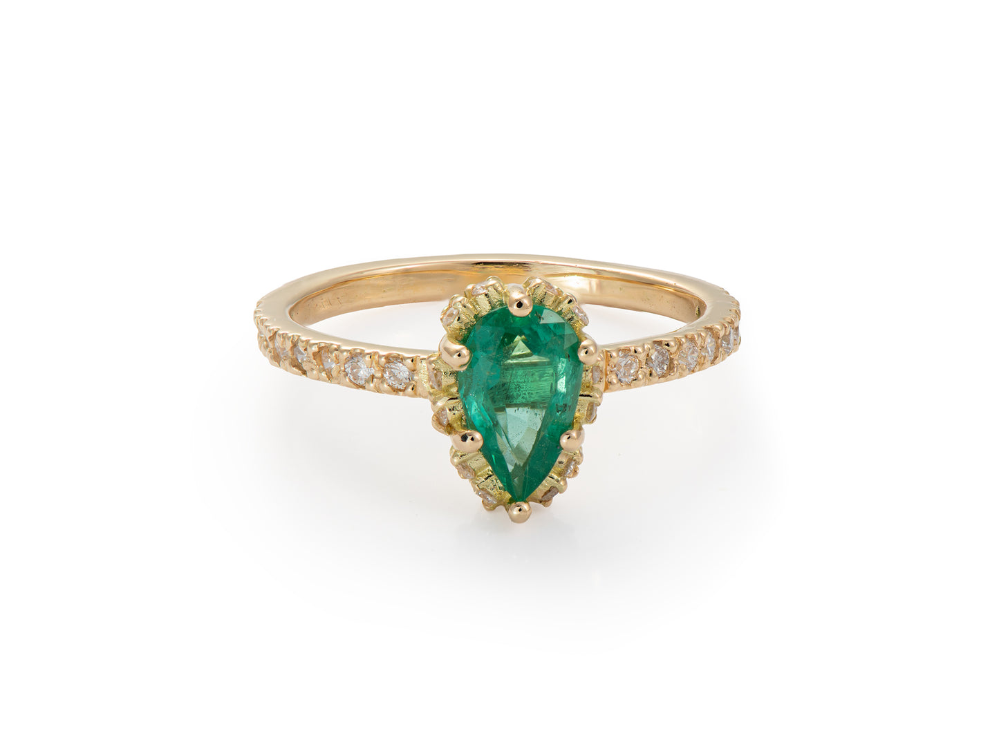 Anillo de Oro Amarillo 18K con Esmeralda Natural y Diamantes