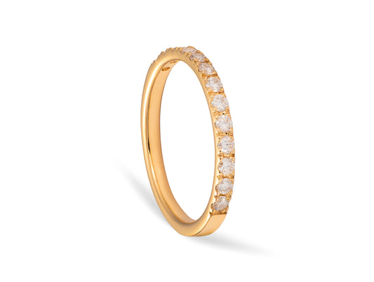Anillo medio riviere en Oro 18K con Moisanitas