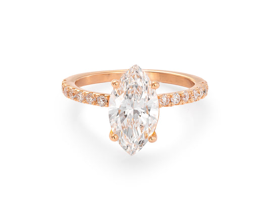 Anillo de Oro Rosa 18k con Diamante de laboratorio