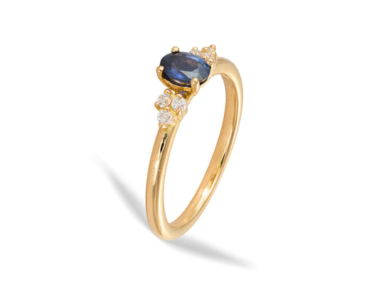 Anillo de compromiso en Oro 18K con Zafiro natural