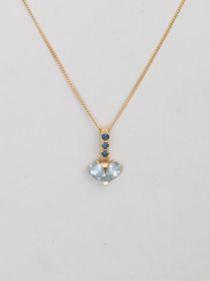 Dije de Oro 18K con Aguamarinas y Zafiros