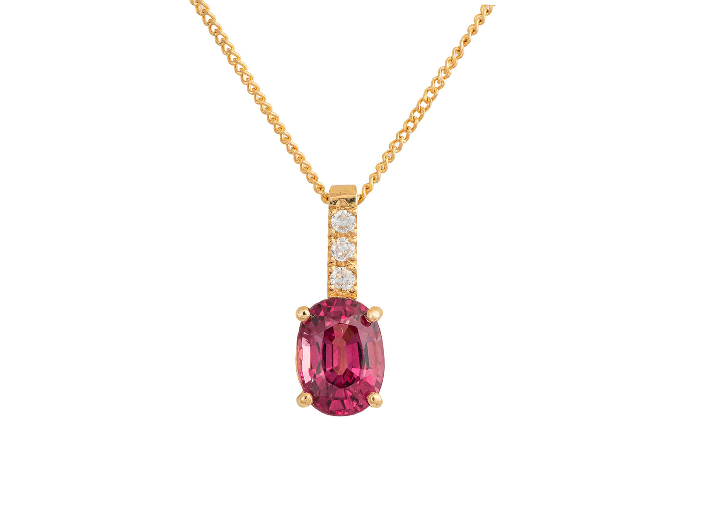 Dije con cadena de oro 18k con Granate Natural