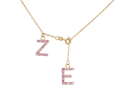 Par de Dijes en Oro Amarillo 18K con Zafiros Rosa Naturales