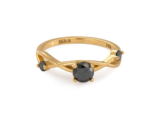 Anillo de Oro 18K con Diamante negro