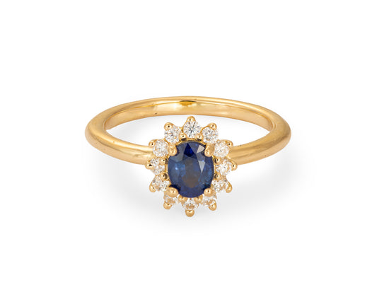 Anillo de Oro Amarillo 18k con Zafiro Natural