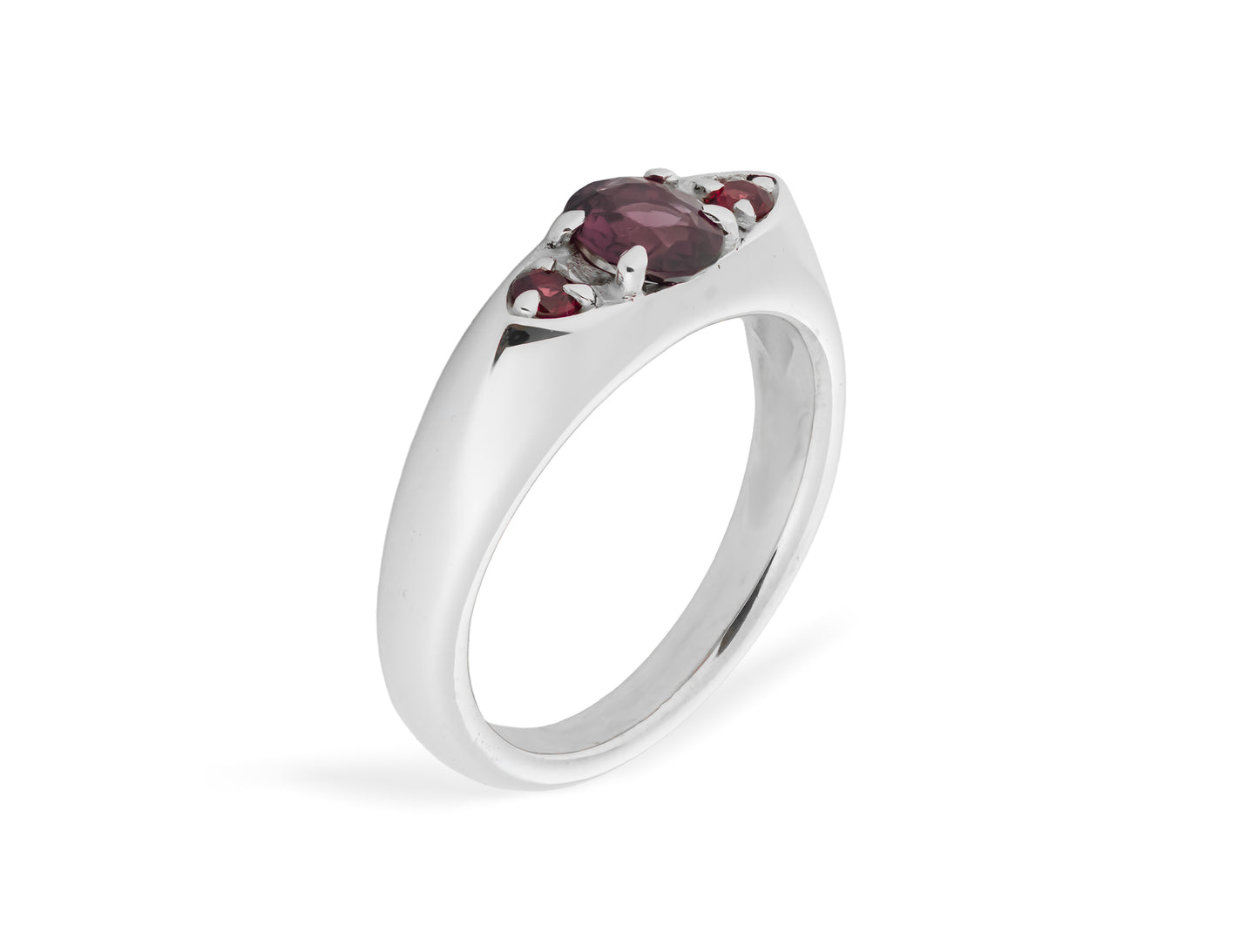 Anillo de Oro Blanco 18K con Zafiro Natural