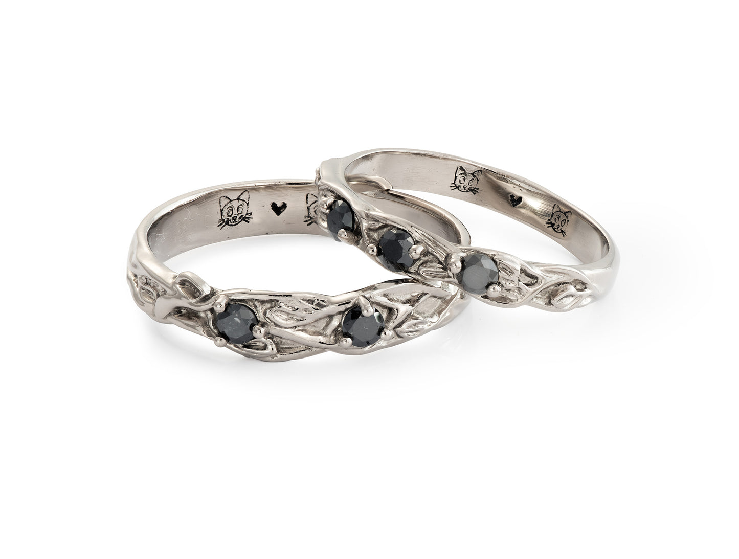 Aros de Oro Blanco 18k con Diamantes Negros