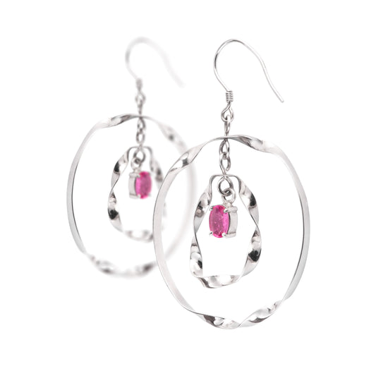 Aretes de plata con Zafiro Rosa Natural